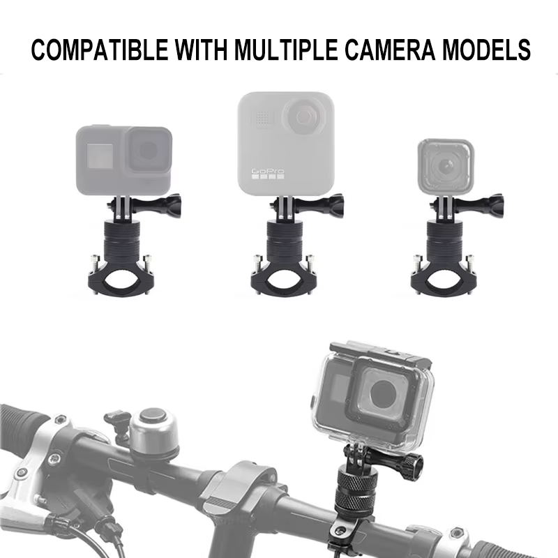 Support de vélo en alliage d'aluminium pour GoPro 13 12 11 10 9 8 avec vis 1/4