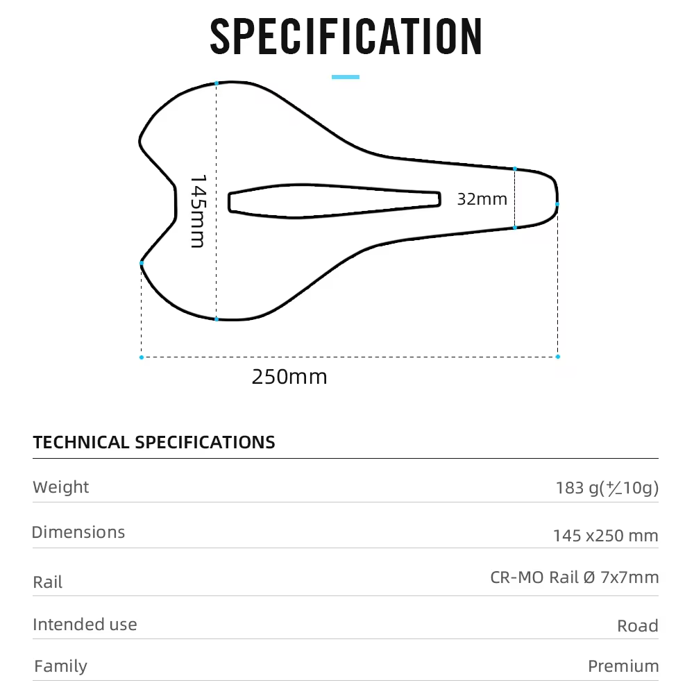 Selle de vélo RYET ultralégère en cuir pour route et VTT