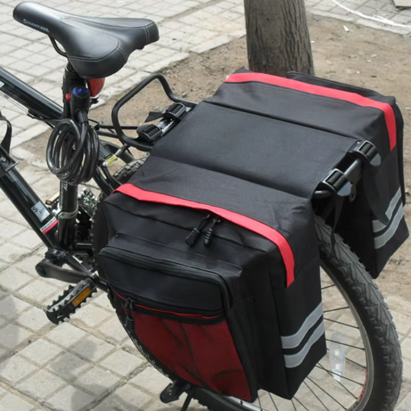 Sac de bagages pour porte-bagages arrière de vélo à double face haute capacité avec sac de voyage durable pour le cyclisme, les trajets quotidiens, les excursions et les voyages à vélo