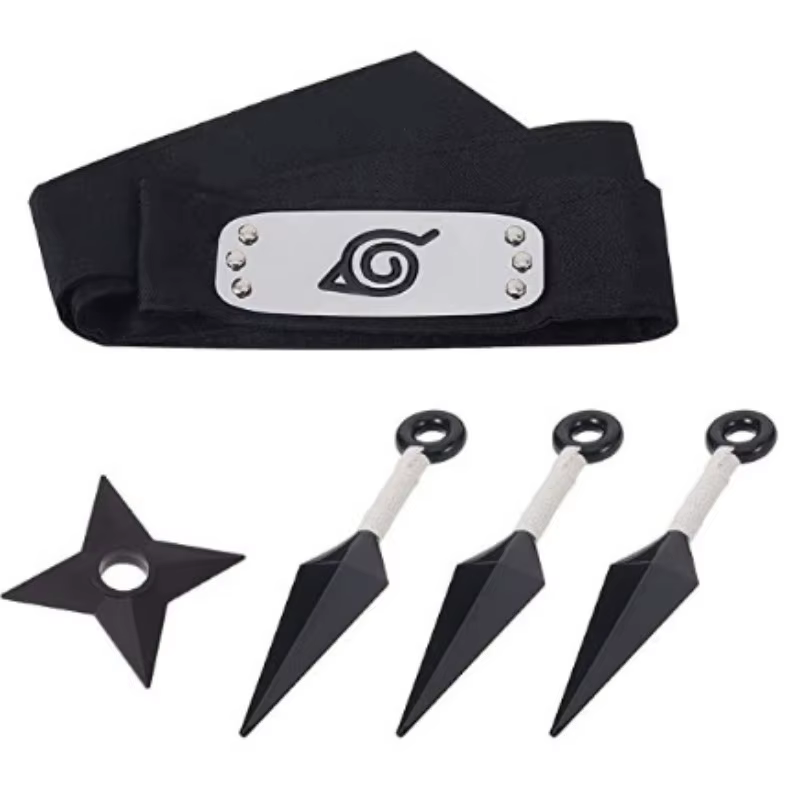 Accessoires de cosplay Anime Ninja Akatsuki Kakashi : Jouets, figurine d'action, gants, bandeau, kunai, masque, ensemble de gants Uchiha – Cadeau