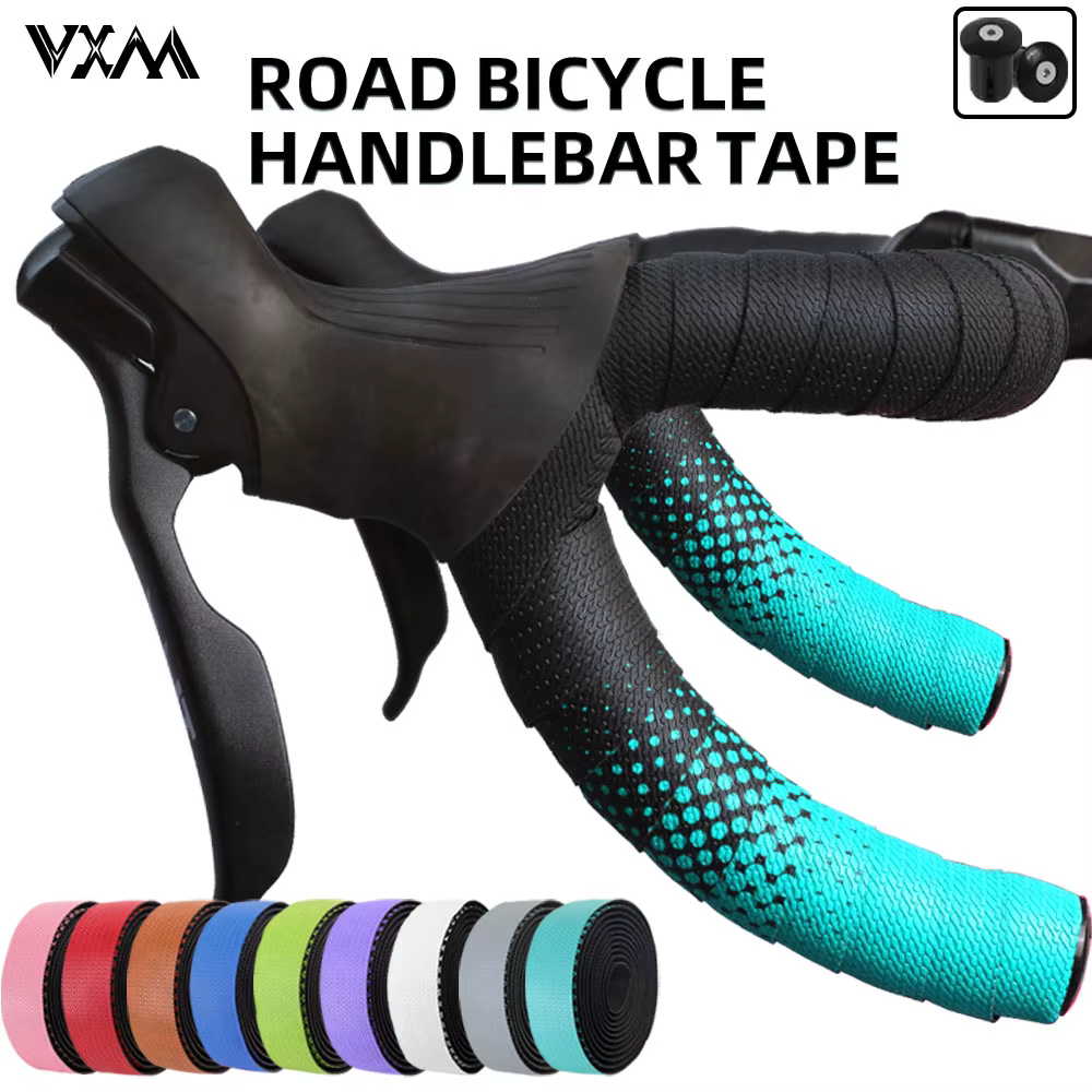 VXM – barre de bande de guidon de vélo de route, PU EVA, poignées de cyclisme, antidérapantes, absorbant les chocs, confort avec bouchon d'extrémité, accessoires de vélo