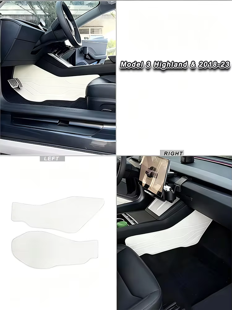 Pour Tesla Model Y/YL Juniper, accessoires de décoration intérieure, protections, tapis en cuir blanc Model 3 Highland, 2 pièces, cockpit, 2 côtés