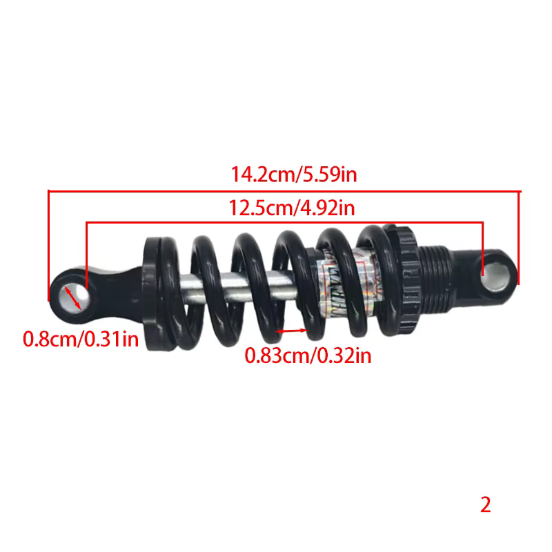 Amortisseurs 125MM noirs pour trottinettes électriques – Amortisseur à ressort de haute qualité – Pièces et accessoires
