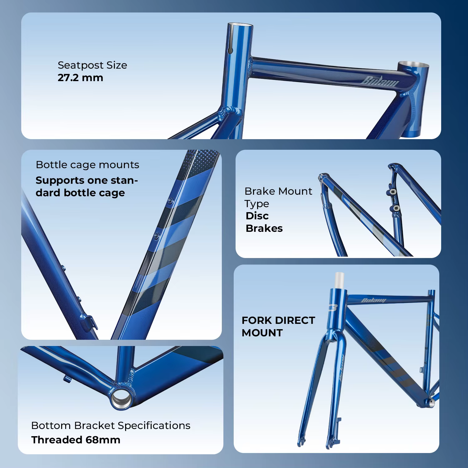 BOLANY cadre de vélo de route câble interne routage frein à disque Compatible 10x135mm