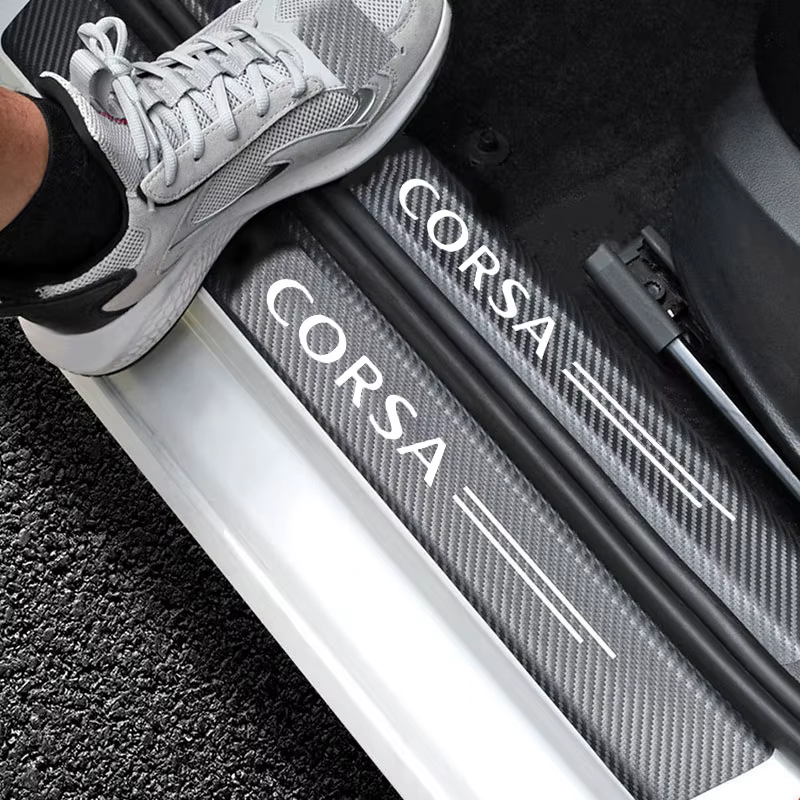 Protection de seuil de porte de voiture tendance, couvre-pédale de bienvenue, bande anti-salissure et anti-rayures pour accessoires Opel Corsa