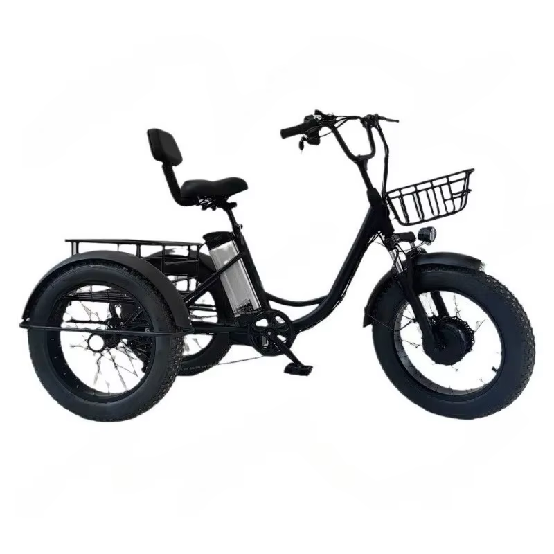 Tricycle électrique à pédales avec pneus larges de 20 pouces