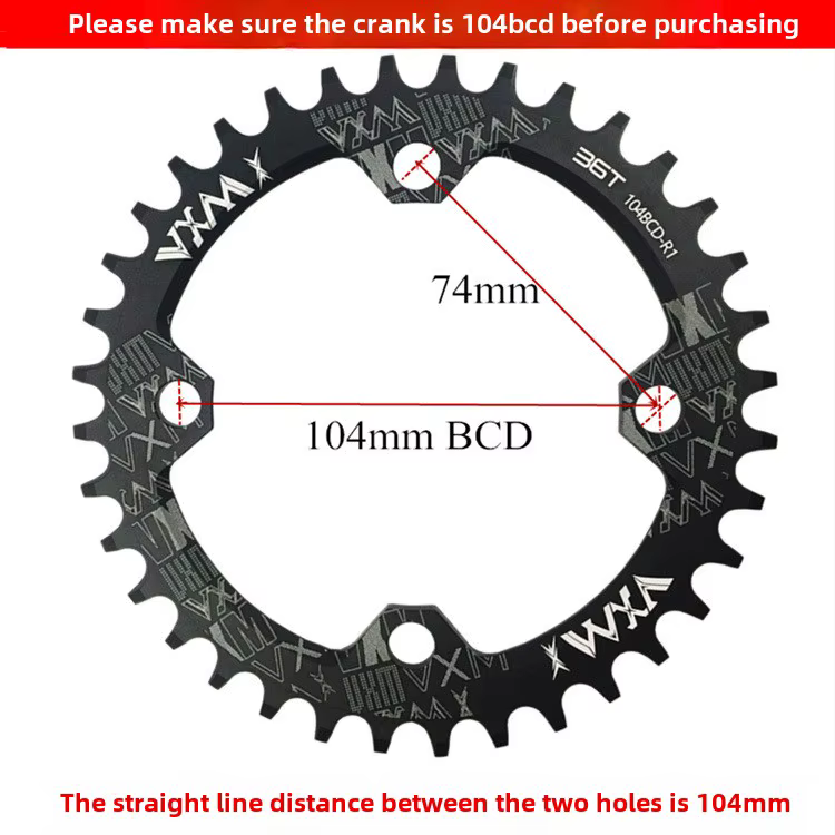 Vélo 104BCD VTT elliptique 32T 34T 36T 38T modifié plus et moins dents disque à dent unique accessoires