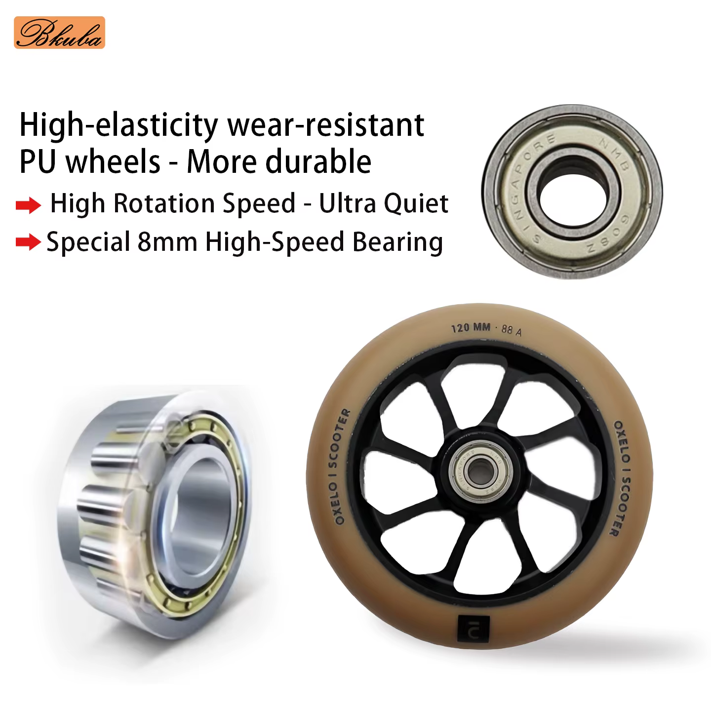 Roues de trottinette Pro 120 mm × 24 mm