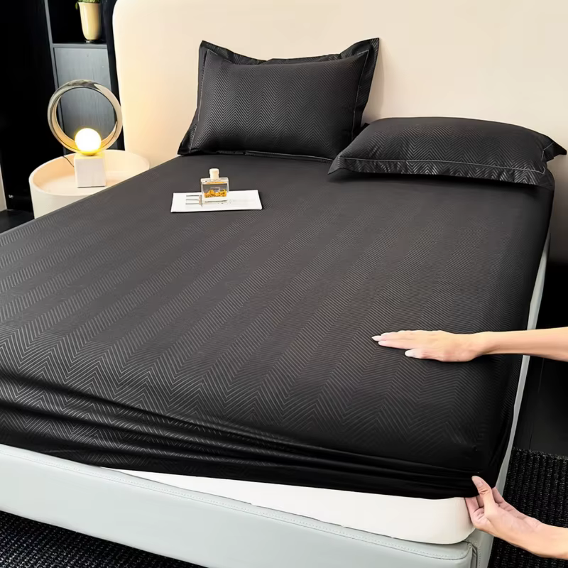 Nouvelle drap-housse en microfibre brossée gaufrée à poches profondes 360 ° Housse de matelas élastique tout autour, douce et respirante, pour matelas de 5 à 28 cm