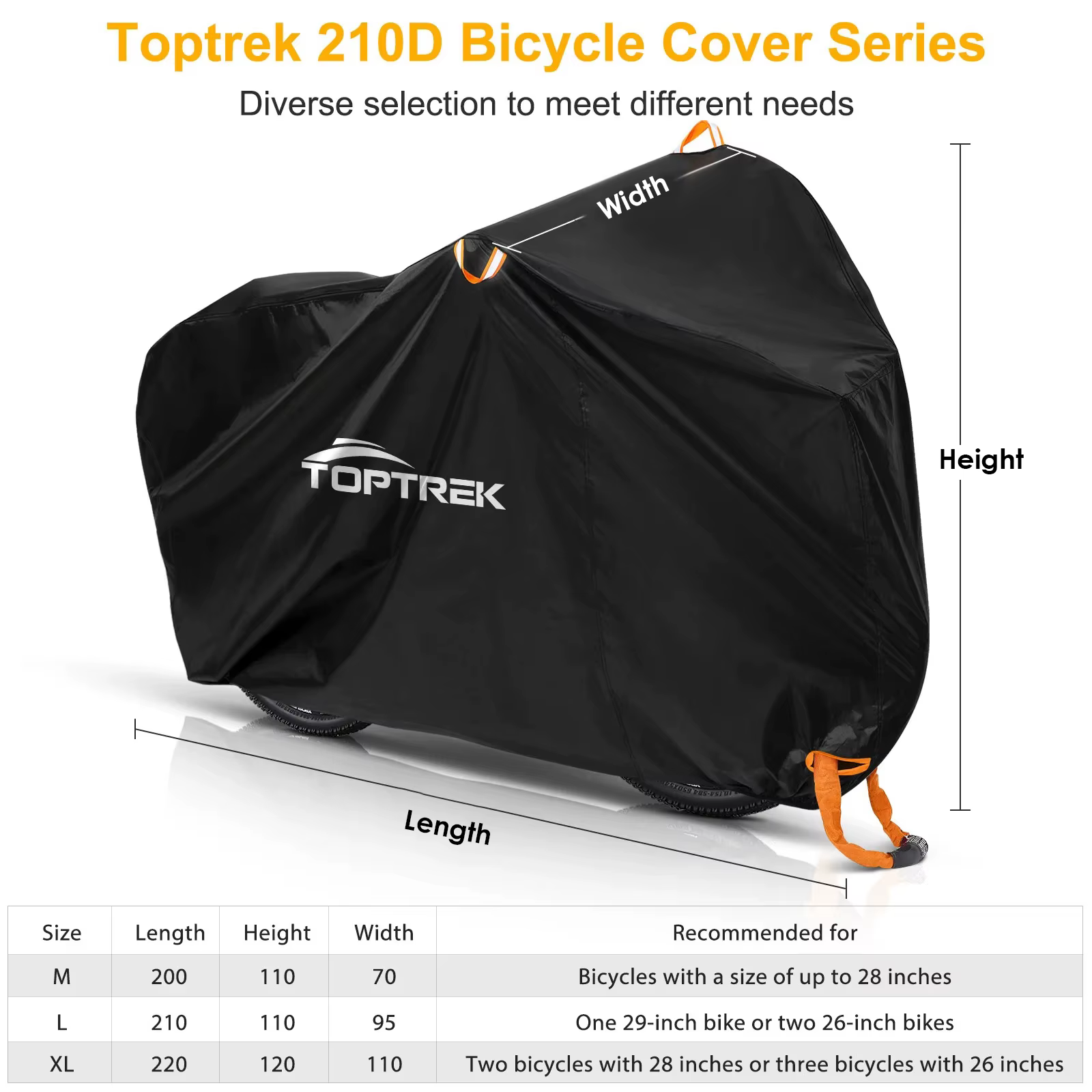 Toptrek housse de vélo stockage extérieur étanche Anti-UV 210D Oxford couvertures de haute qualité pour vélos pluie neige poussière protection