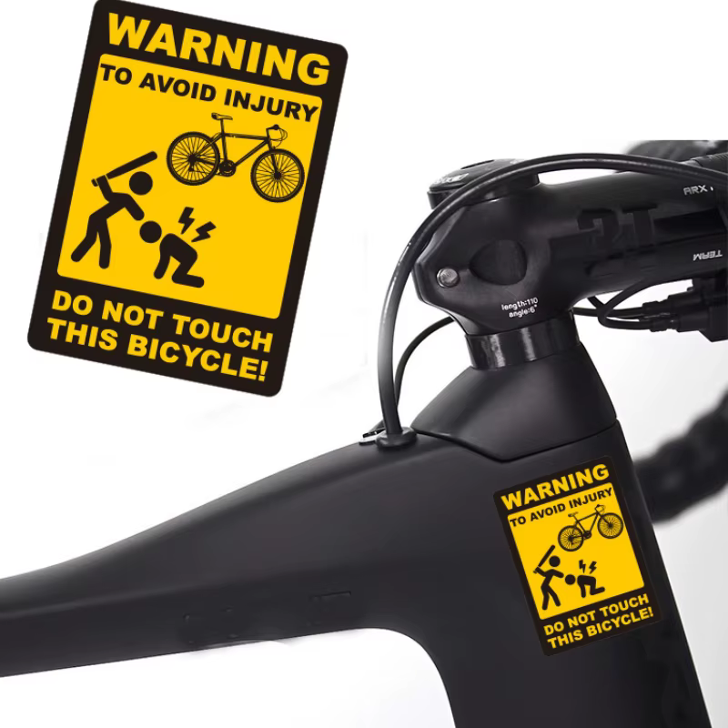 Autocollant de cadre de vélo de route avec signe d'avertissement