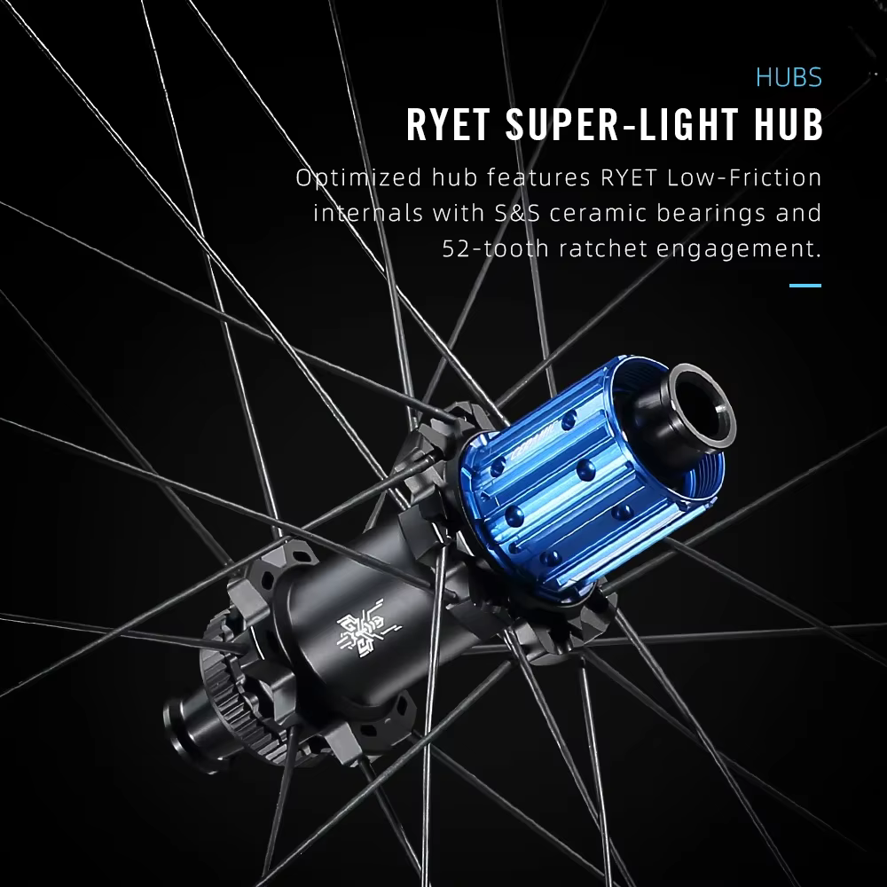 Jeu de roues en carbone RYET 1280g pour gravier