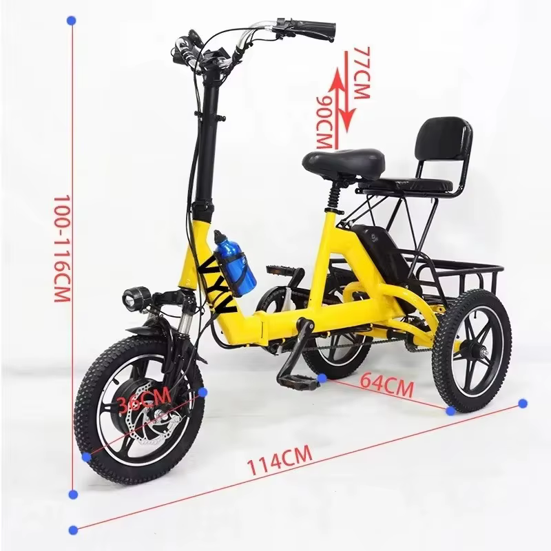 Tricycle électrique pliant de 14 pouces pour vélo