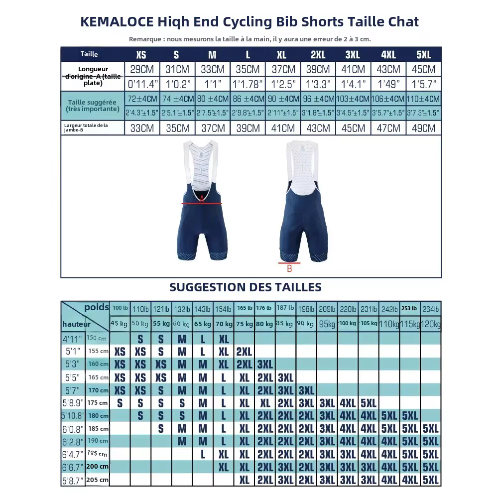 KEMALOCE hommes cyclisme cuissard solide bleu et noir 5D Gel Pad VTT Shorts haut de gamme en plein air respirant vélo