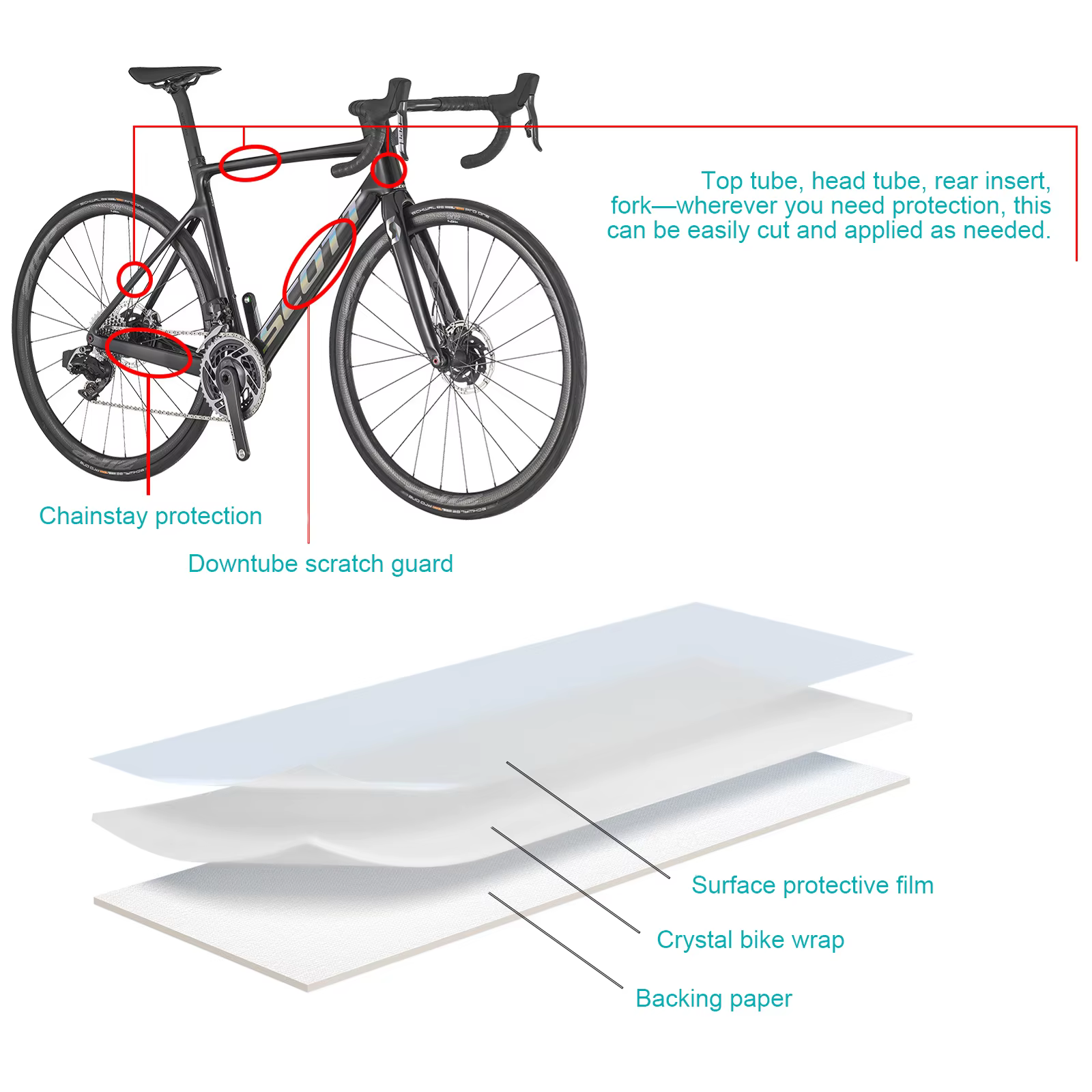 Autocollant de protection de cadre de vélo pour VTT et vélo de route