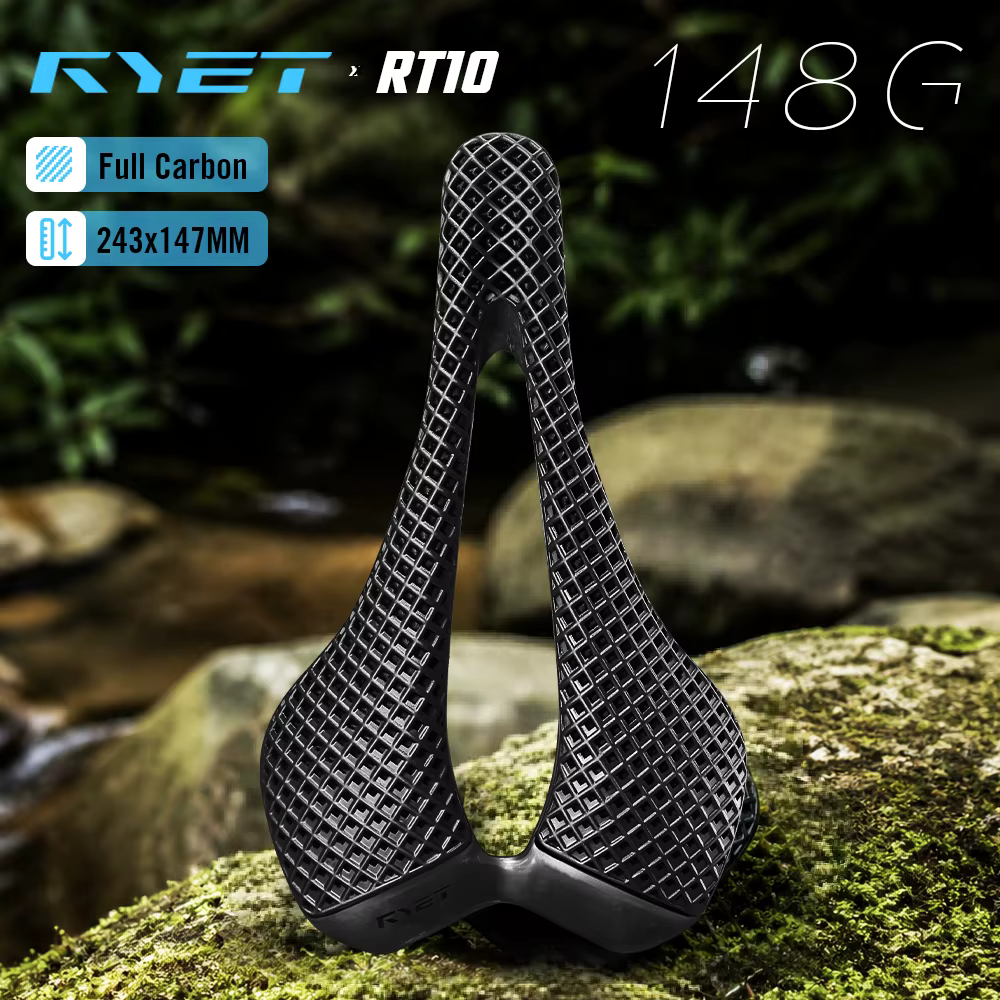 Selle RYET 148g Ultra-légère Imprimé 3D Carbone 243x147mm Pour Course Route Vélo Coussin Assise