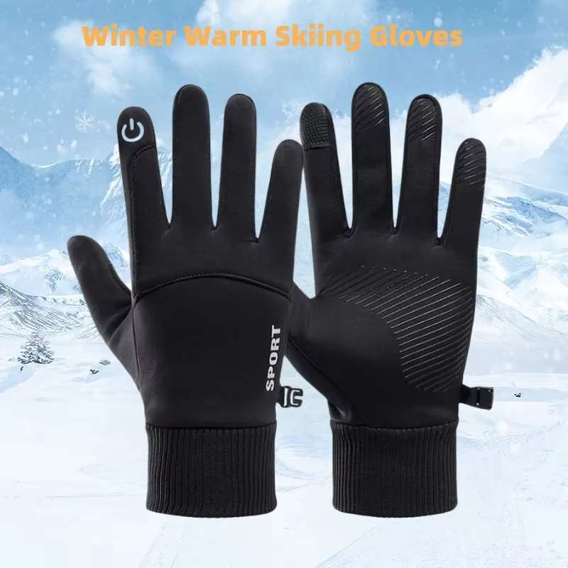 Ensemble de gants de cyclisme imperméables avec doublure en tissu tactile en laine