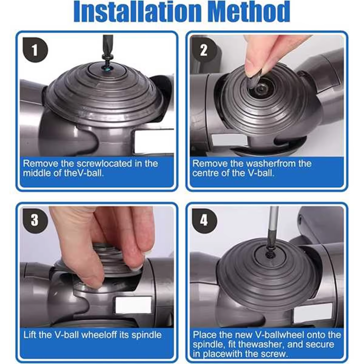 AD24 pour Dyson V7 V10 V11 V15 accessoires pour aspirateur 100W adaptateur de connecteur de tête d'aspiration à entraînement Direct + roue à billes en V