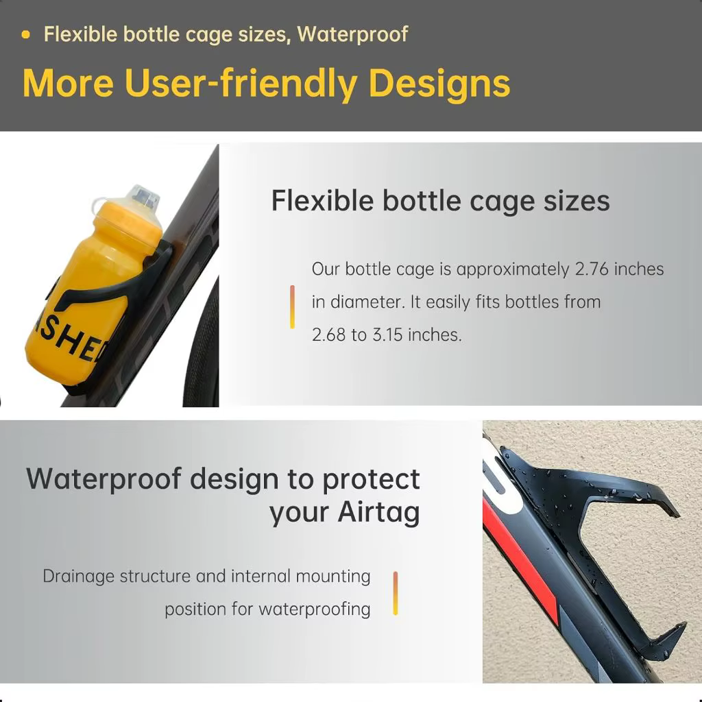 Support de vélo Airtag caché sur porte-bouteille d'eau