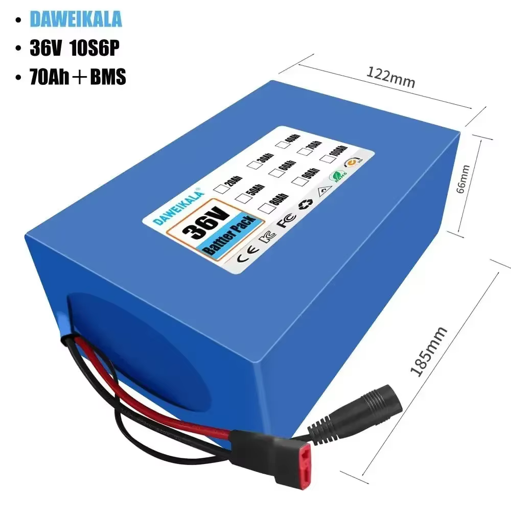 Batterie Li-Ion 10S6P 36V 70000mAh pour Trottinette Électrique Moteur 800W Longue Autonomie