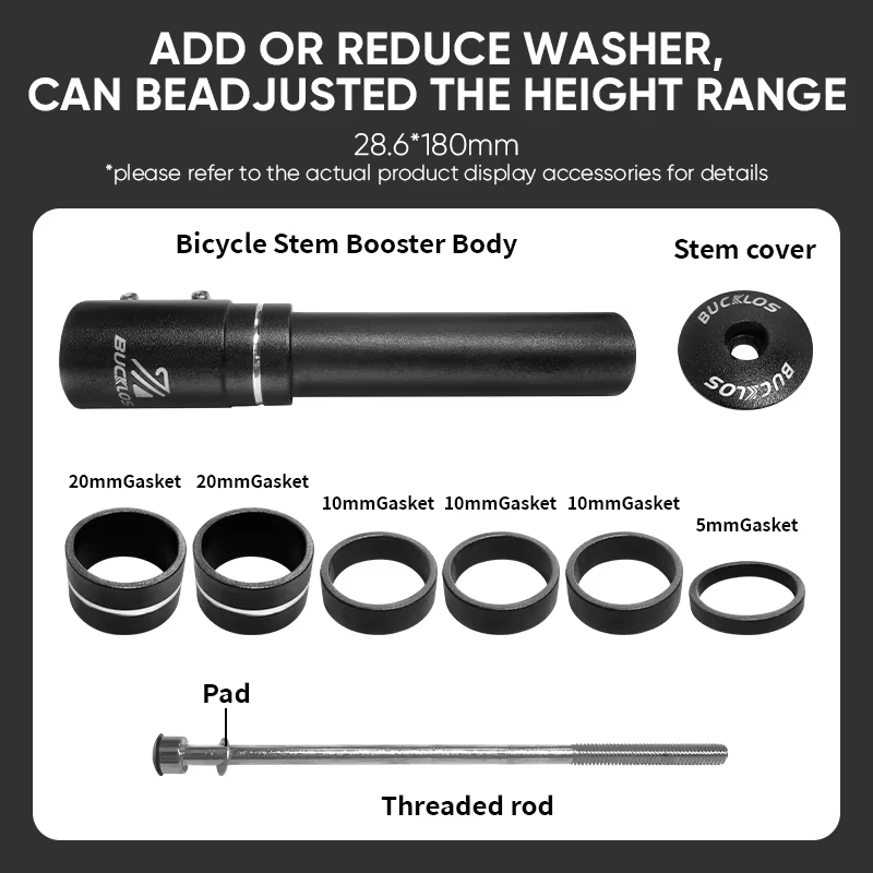 Extension de potence de vélo en alliage d'aluminium BUCKLOS 70/80/100/115/120/180/210MM