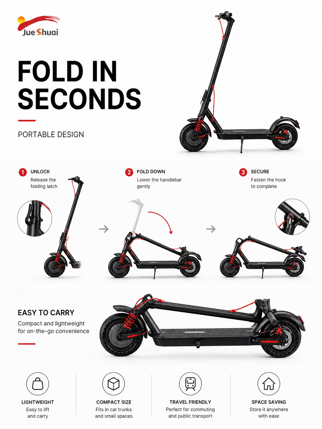 Trottinette électrique pliable 36V 500W avec siège amovible