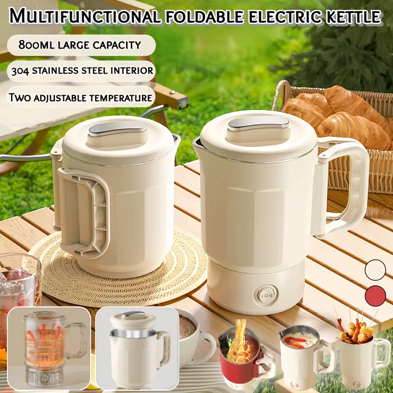 Nouveau 800ml 3 in1 bouilloire électrique 304 en acier inoxydable pliant bouilloire de voyage Portable ménage multi-fonction marmite marmite