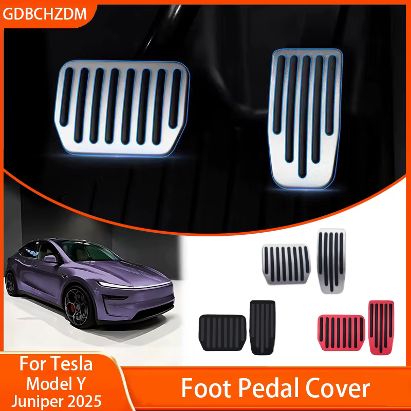 Pour Tesla Model Y L/Y Juniper 2026 : Nouveaux tapis de pédalier antidérapants en aluminium pour accélérateur, frein et repose-pieds – Accessoires de performance