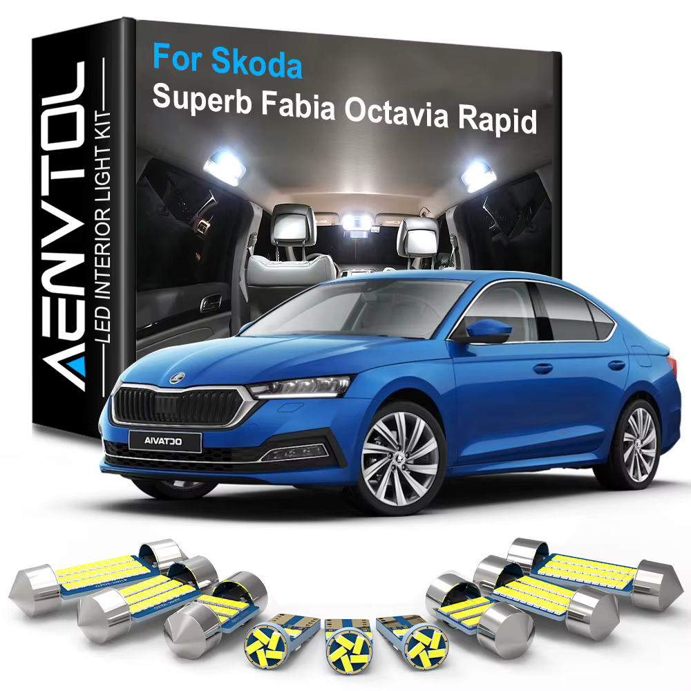 Accessoires de voiture lumière intérieure LED Canbus pour Skoda Superb 1 2 3 3U 3T 3V3 3V5 Fabia Octavia MK1 MK2 MK3 A5 A7 6Y NJ3 NJ5 Rapid