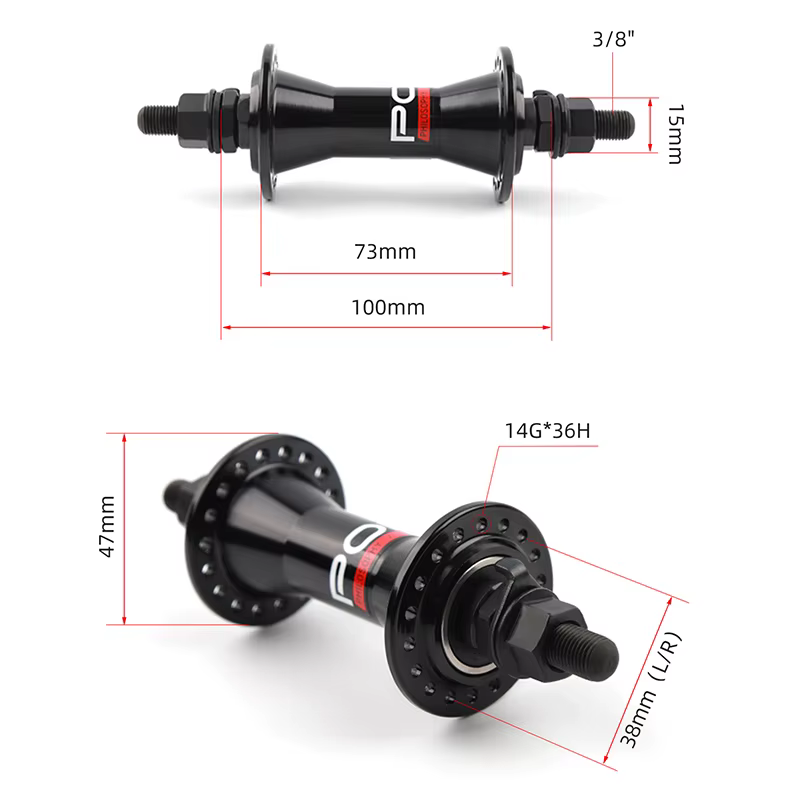 POLSO BH016 BMX Hub 100x3/8 110x14mm BMX moyeux avant et arrière pièces de vélo en alliage d'aluminium