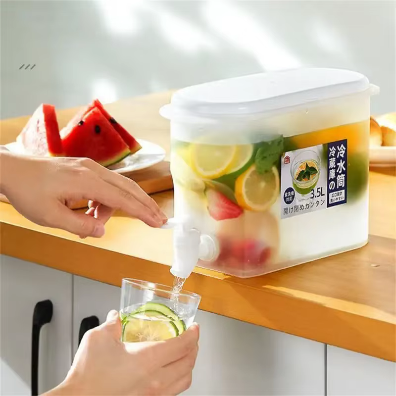 Réfrigérateur bouilloire froide avec robinet bouteille verres bouilloire Pot distributeur de boissons seau d'eau fraîche outil de cuisine pichets à fruits