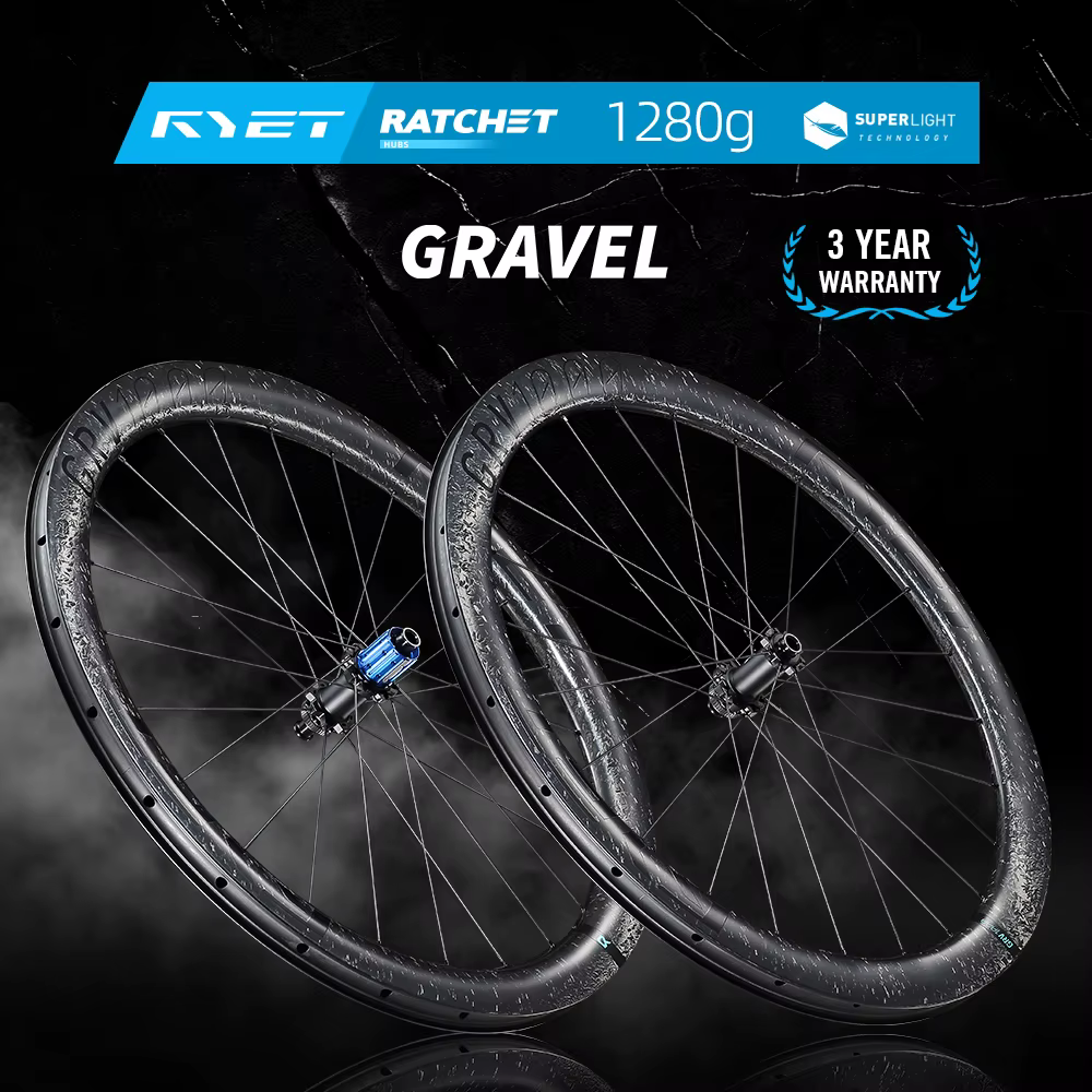 RYET gravier carbone vélo roues 52T Super léger 1280g moyeux en céramique pilier rayons Tubeless prêt