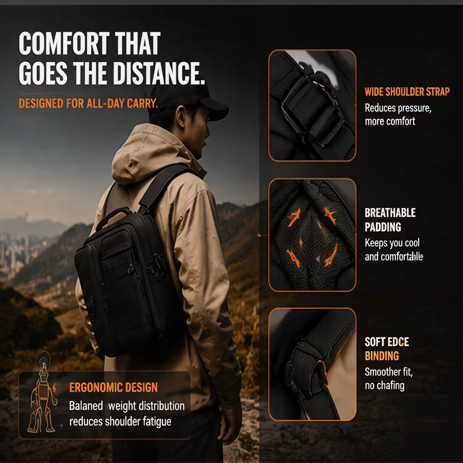 Sac à bandoulière tactique TINSOL pour homme