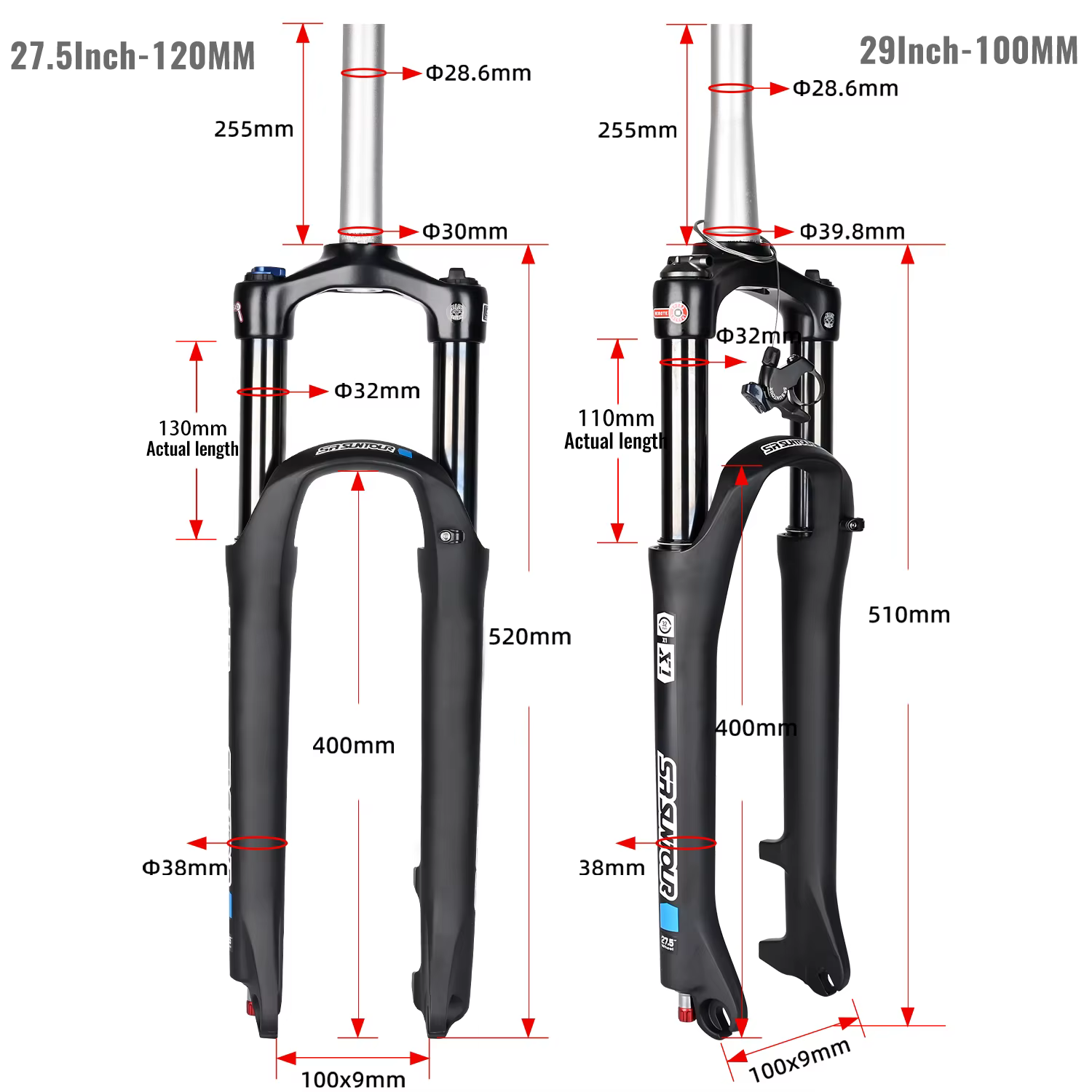 Fourche de suspension SR SUNTOUR XCR pour VTT