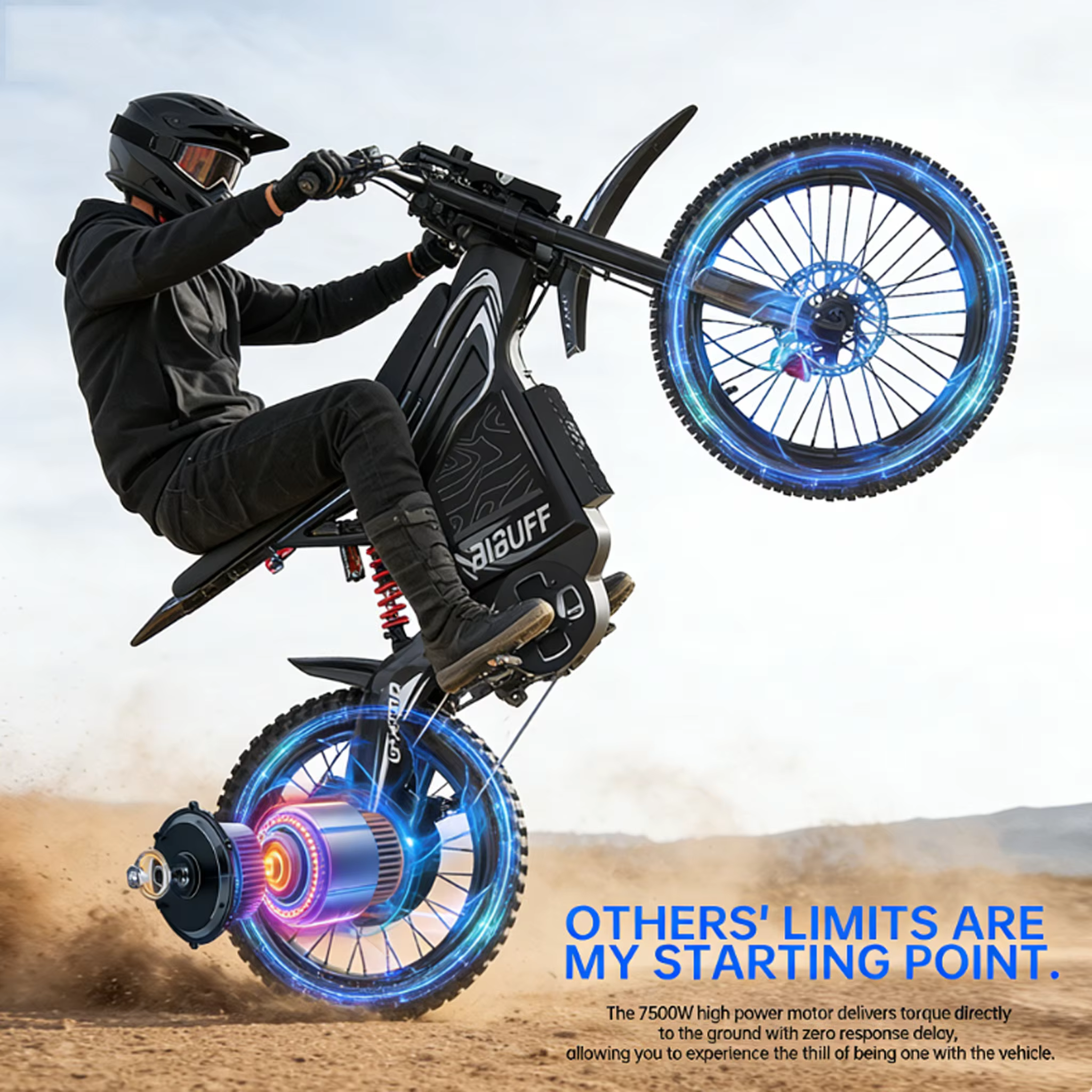 Readygo EKXBike BIBUFF GT600 Vélo électrique tout-terrain 85 km/h Moteur sans balais 7500W Batterie au lithium 72V30AH