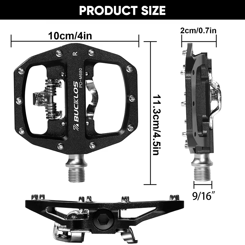 Pédales VTT BUCKLOS pour vélo, pédales plates à double fonction pour VTT, plateforme à clipser, pédales plates pour système SPD, pièce de vélo VTT