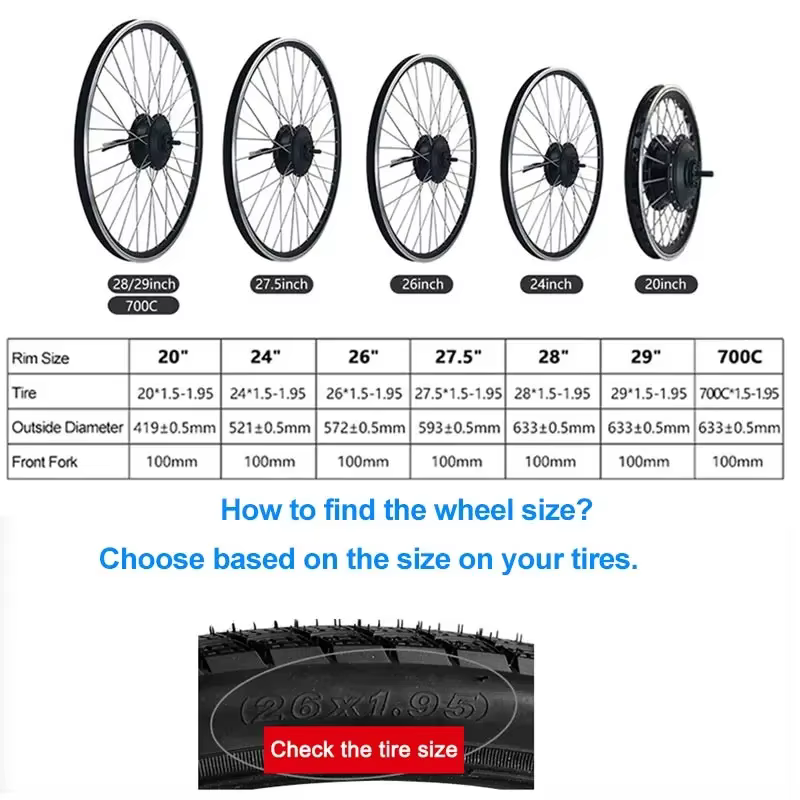 Moyeu moteur roue E vélo 250W 350W 500W 36V engrenage sans brosse arrière avant pour Kit