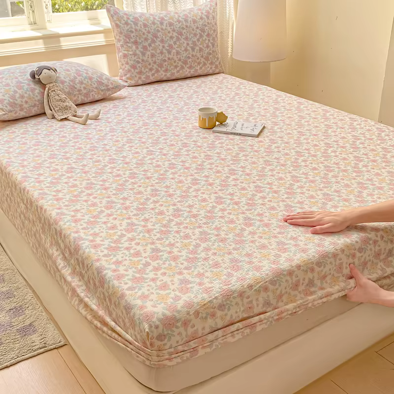 Drap-housse en pur coton double fil, doux et confortable, imprimé floral, protège-matelas de qualité supérieure, respectueux de la peau, drap de lit élastique