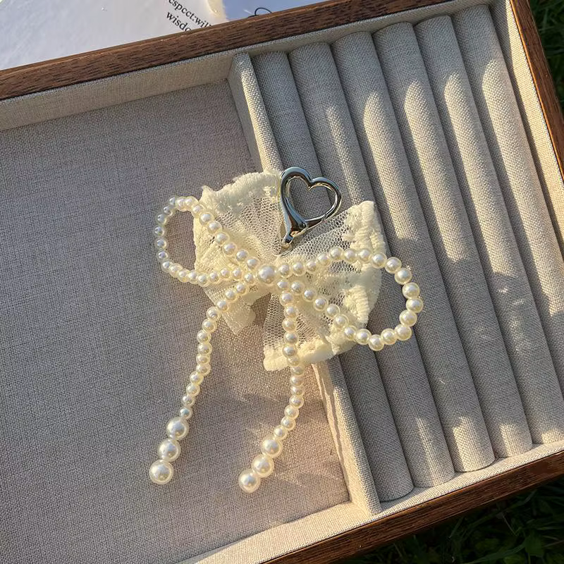Accessoires de sac à nœud en dentelle, pendentif de téléphone portable, porte-clés en dentelle, pendentif de sac blanc, chaîne de téléphone portable, accessoires de sac