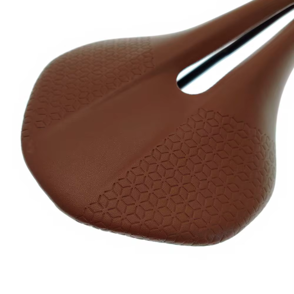 Selle de vélo en cuir marron creux
