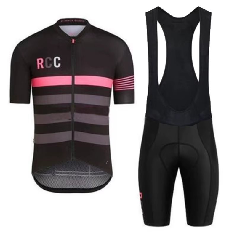 Ensemble de maillot de cyclisme rose RCC à manches courtes pour hommes