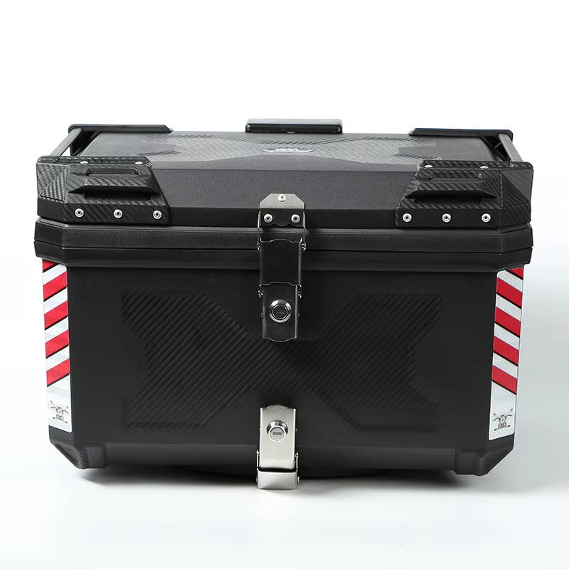 Coffre de vélo électrique 80L, coffre de moto grande capacité, coffre amovible en alliage d'aluminium étanche et antivol