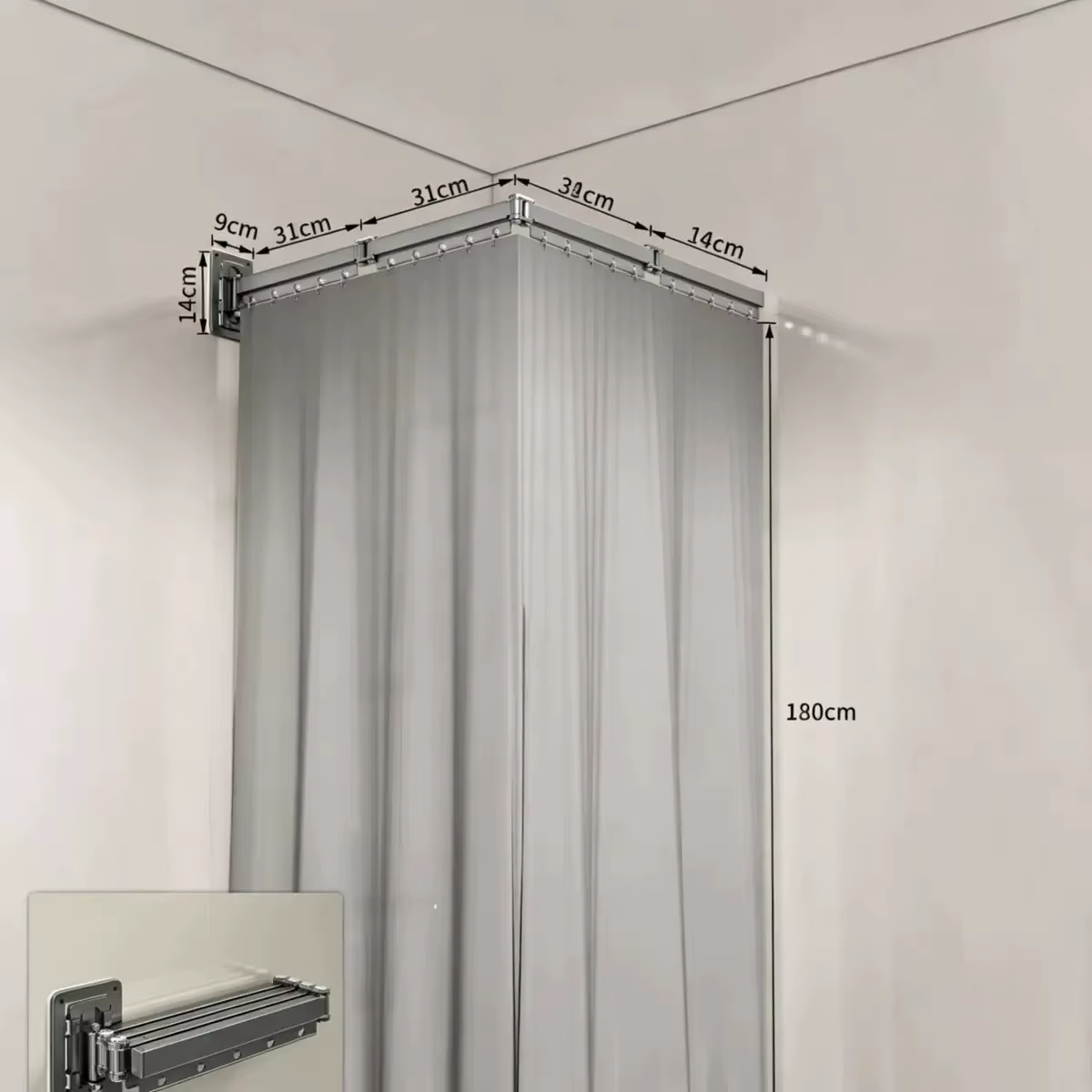 Ensemble de rideaux de douche pliables, cloison de douche invisible, séparation sec-humide, polyester imperméable, rétractable