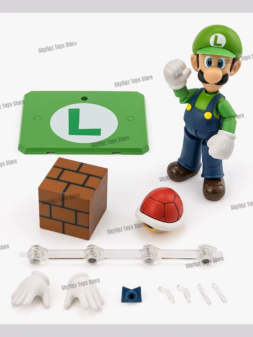 En stock Nouveau Pack d'accessoires de scène Bandai SHF Super Mario Mario Luigi Bowser Yoshi Collection de figurines articulées Cadeau