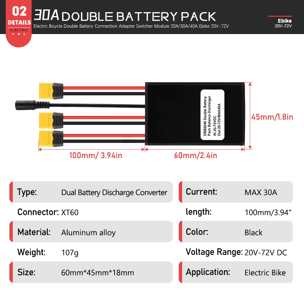 Module de décharge équilibrée de batterie double pour vélo électrique