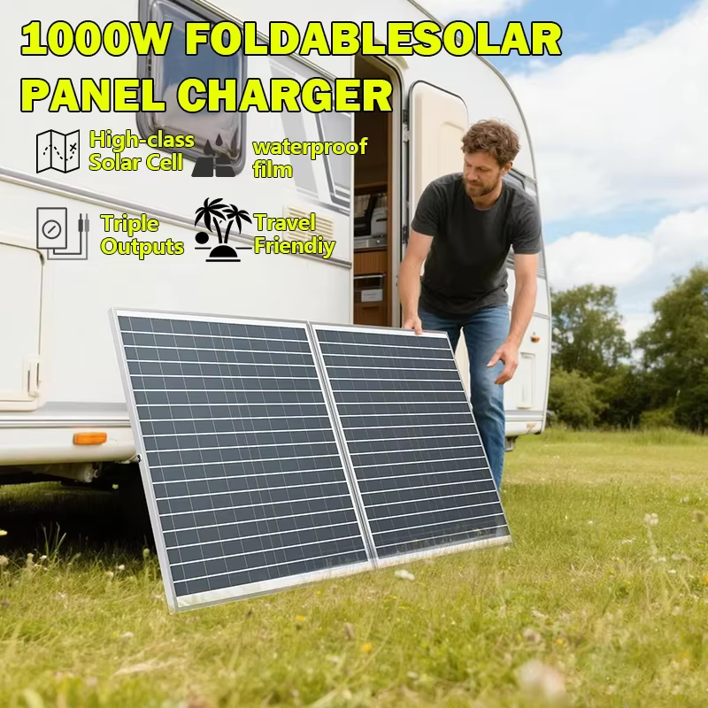 Panneau solaire pliable 1000W avec sortie 12V pour usage domestique