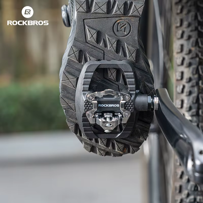 ROCKBROS pédales de vélo demi-verrouillage pédale plate 2-en-1 anti-dérapant Nylon vtt