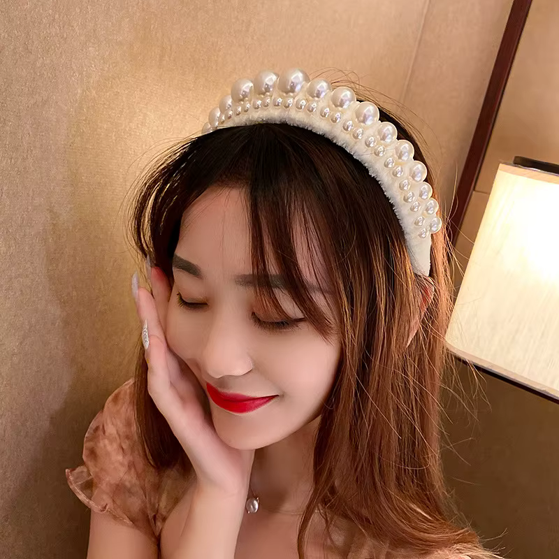 Cerceau de cheveux en flanelle de perles, Design de mode européen et américain, nouveaux accessoires de cheveux, coiffure de personnalité en perles, bandeau pour femmes