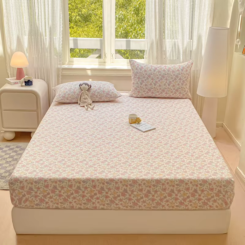 Drap-housse en pur coton double fil, doux et confortable, imprimé floral, protège-matelas de qualité supérieure, respectueux de la peau, drap de lit élastique