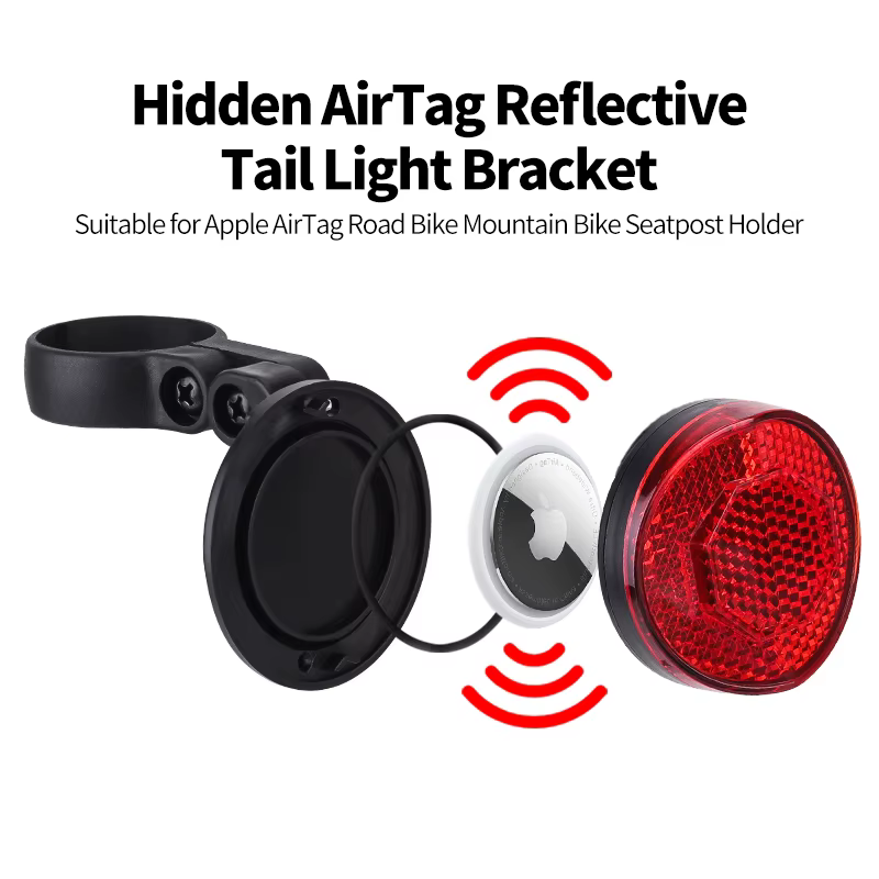 Support de feu arrière réfléchissant antivol de positionnement Airtag caché de vélo pour Apple
